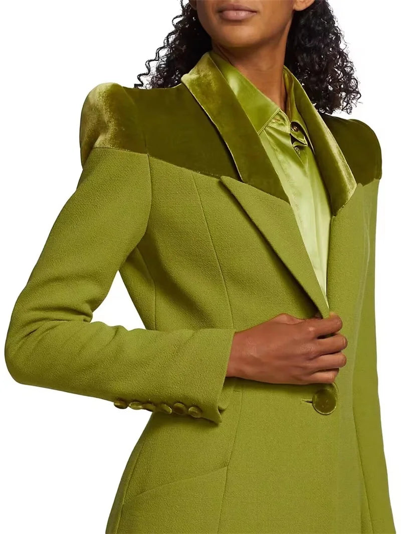 TAILOR SUITE Custom Green Women Suits Pant Set Blazer+Trousers