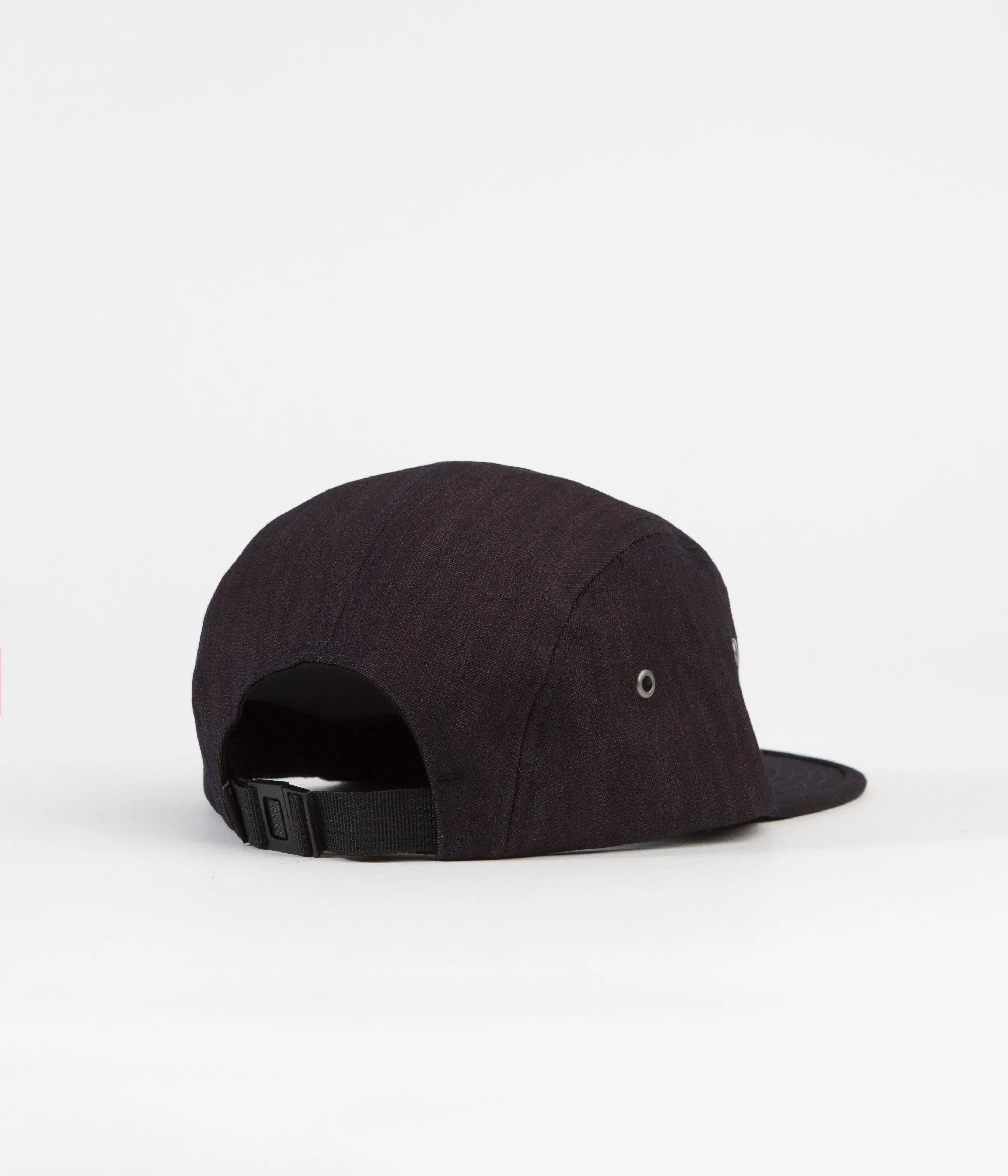 The Quiet Life Overdyed Denim 5 Panel Camper Cap - Dark Denim / Orange