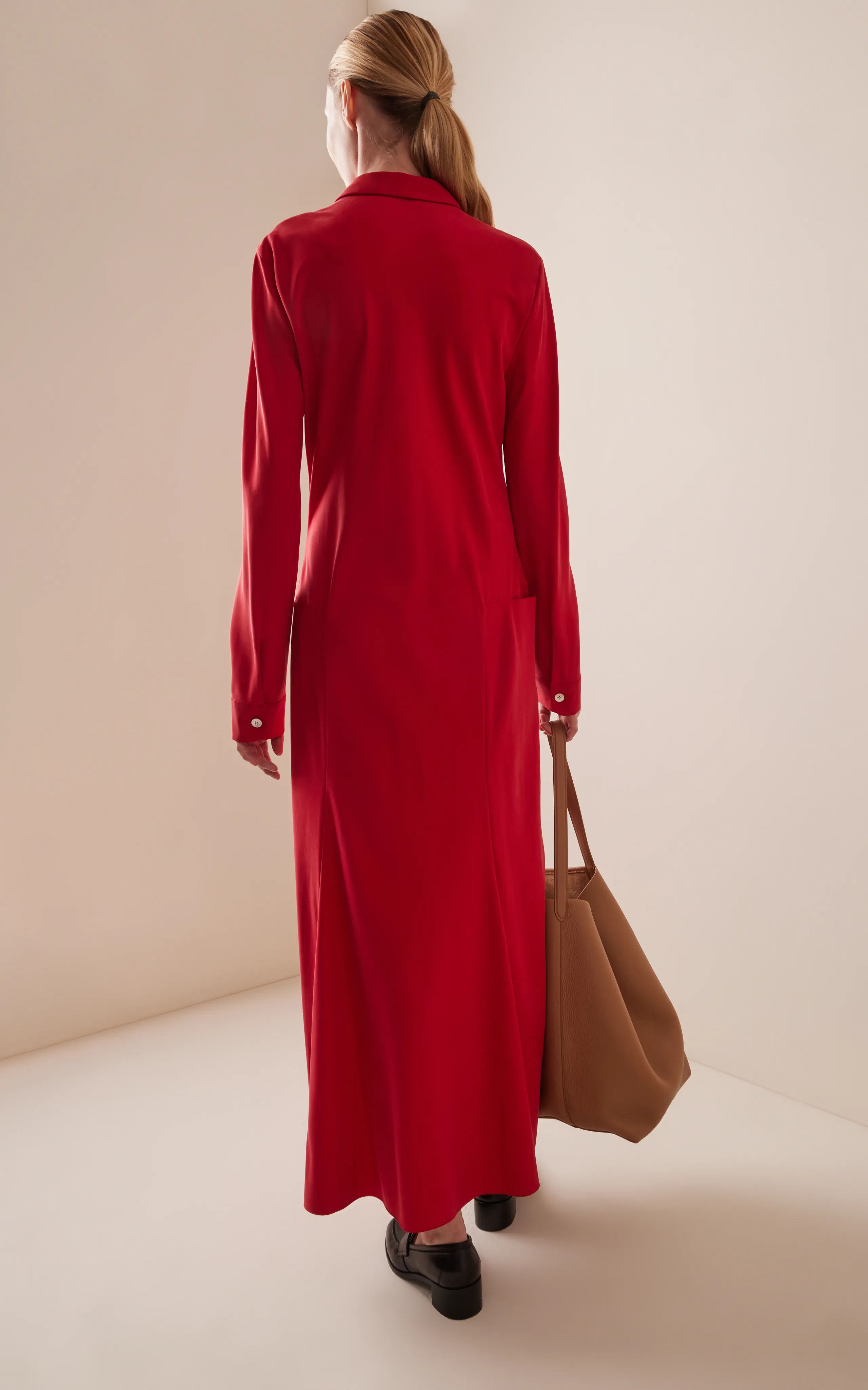 The Row Myra Button-Down Silk Crepe Maxi Dress