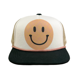 Tiny Whales Happy Camper Natural / Black Trucker Hat