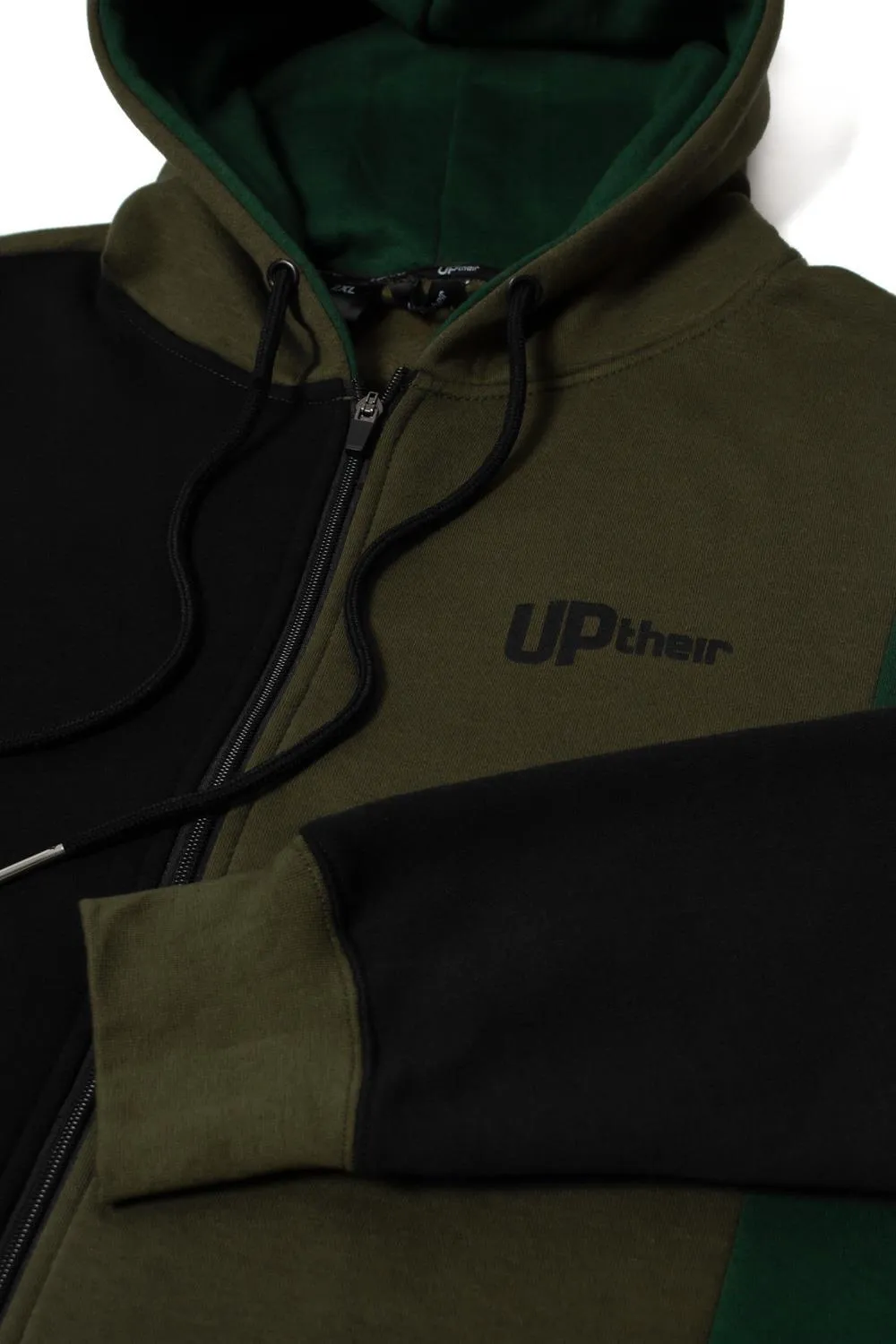 Uptheir Earth Cut & Sew Zip Hoody - Khaki Black