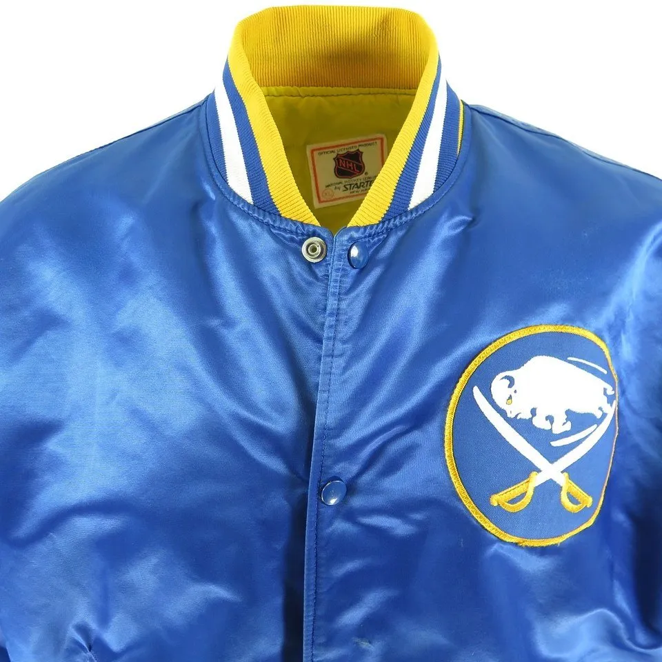 Vtg 80s NHL Starter Buffalo Sabres Satin Jacket XL Hockey Patches