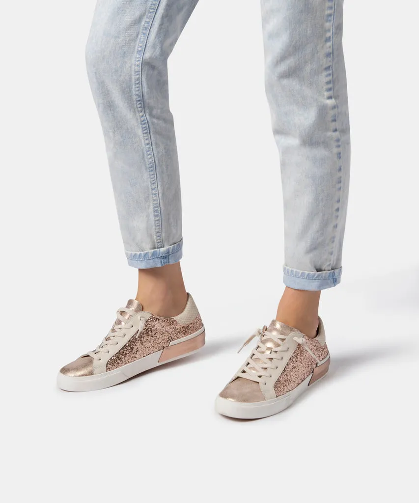 ZINA SNEAKERS ROSE GOLD GLITTER– Dolce Vita 4748321783874